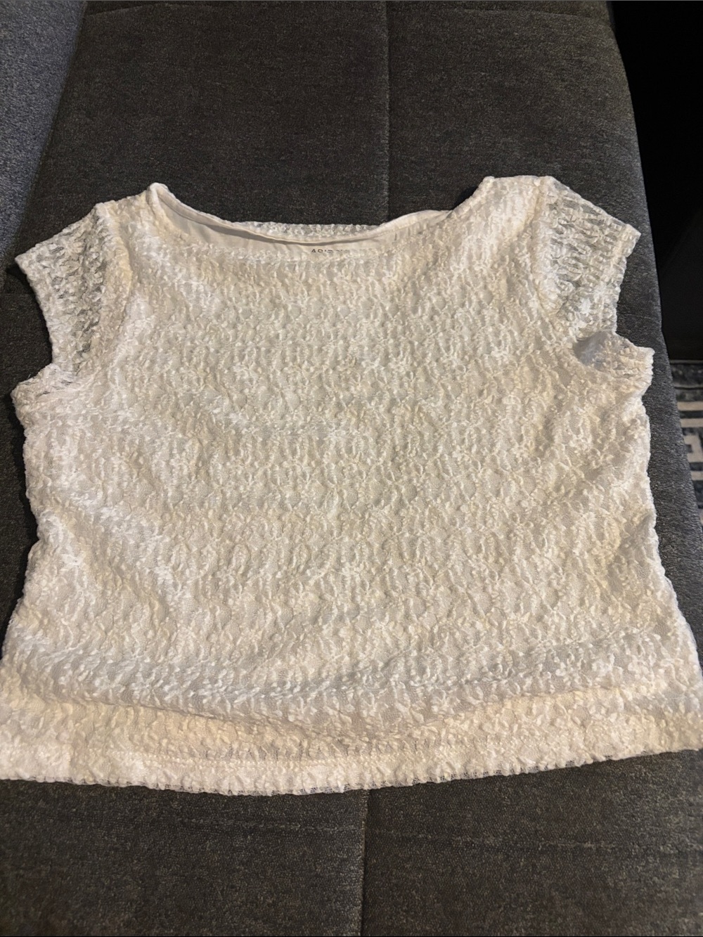 White Lace Texture Short Sleeve Women's Top